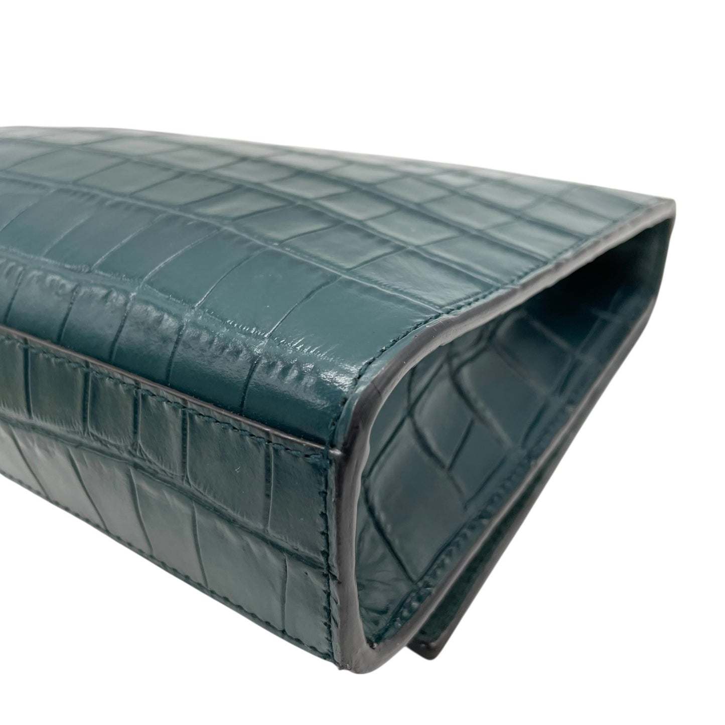 フルラ FURLA チェーンショルダーバッグ 型押し ダークグリーン 深緑 金金具 ゴールド金具 上品 高級感 A3