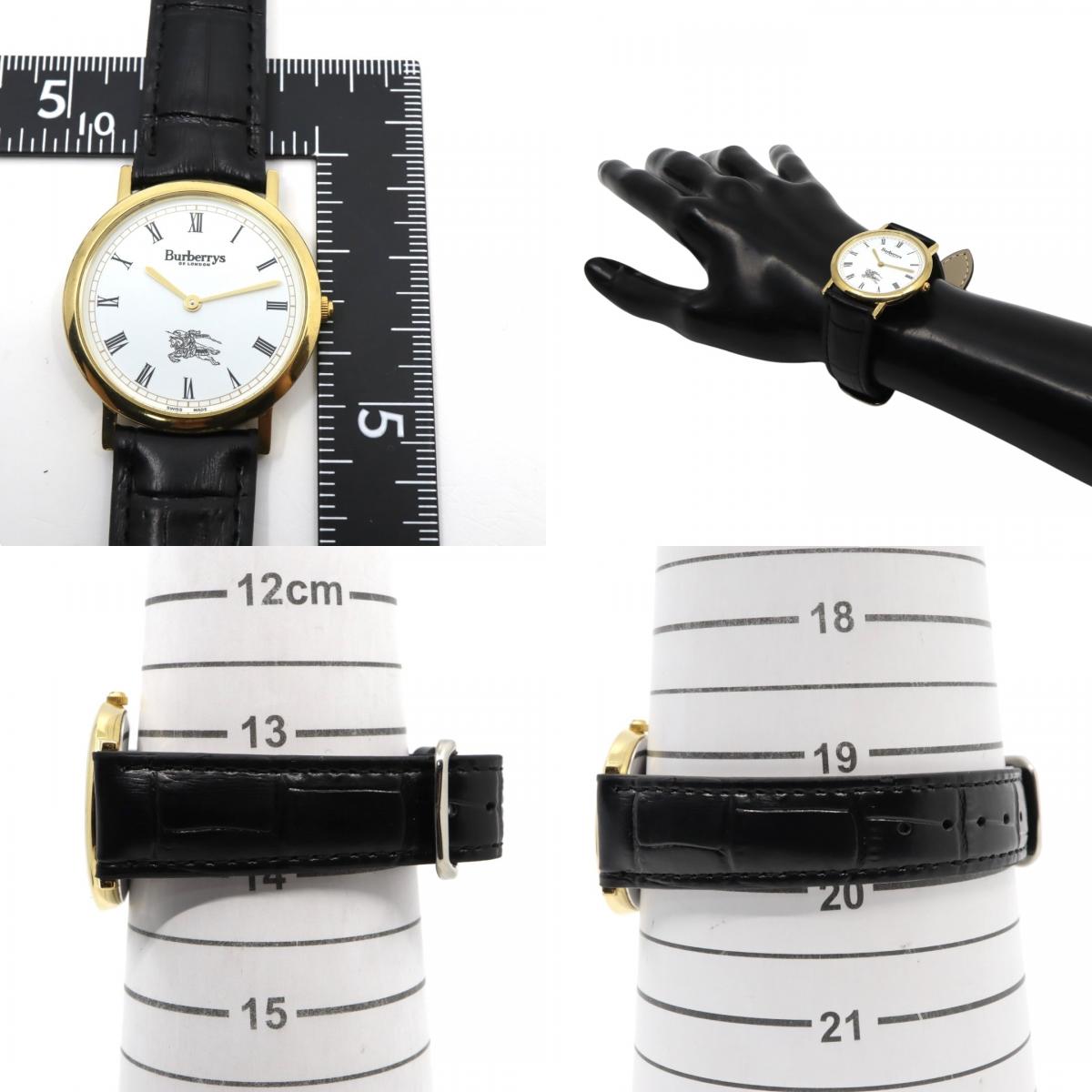 美品 電池交換済 新品ベルト バーバリー Burberrys 6000G 腕時計 メンズウォッチ クォーツ ゴールド ホワイト文字盤 ローマンインデックス ホースロゴ クラシック ヴィンテージ エレガント ドレスウォッチ 稼働品 G3