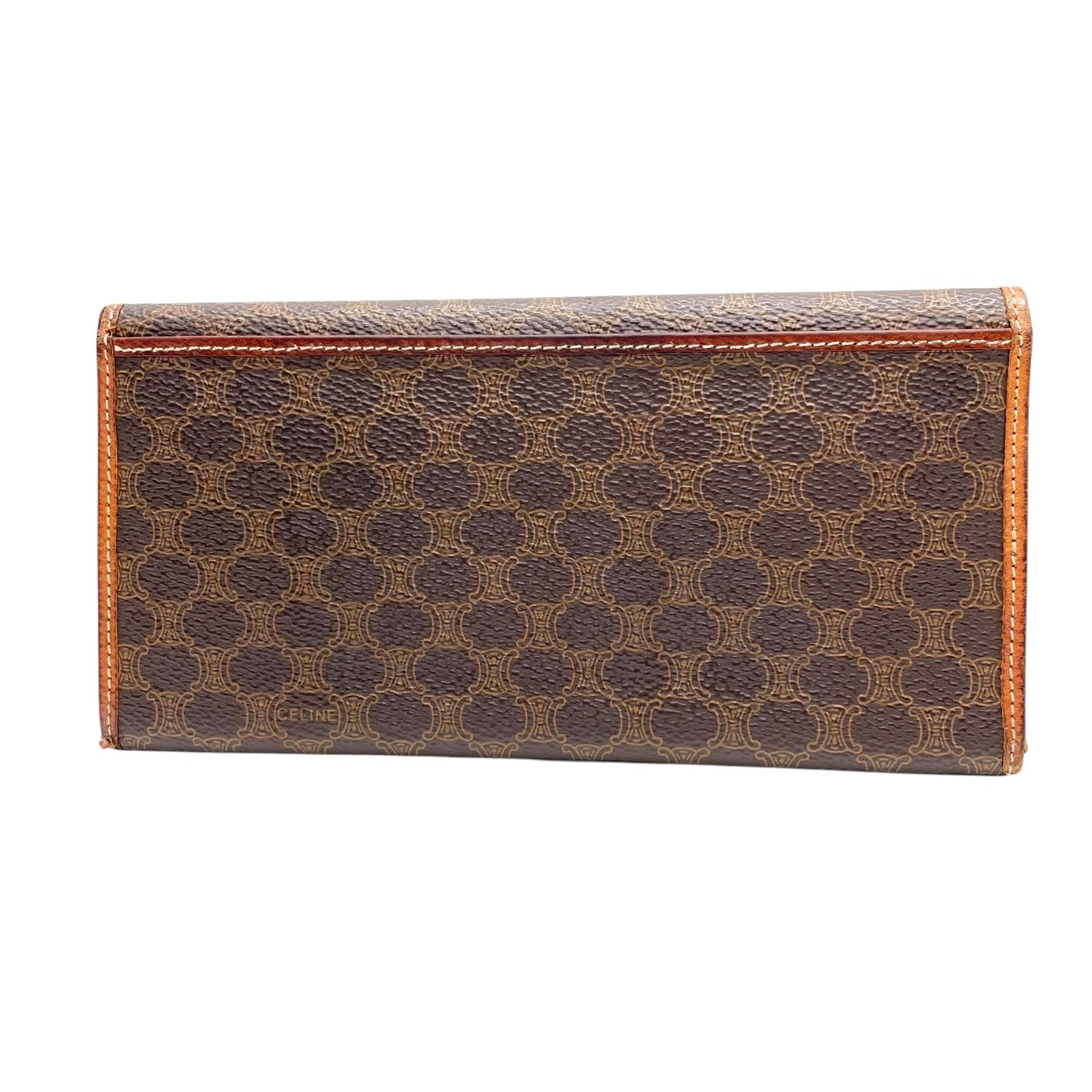 セリーヌ CELINE 長財布 折り財布 マカダム トリオンフ柄 茶色 ブラウン PVC レザー ヴィンテージ フラップ 4