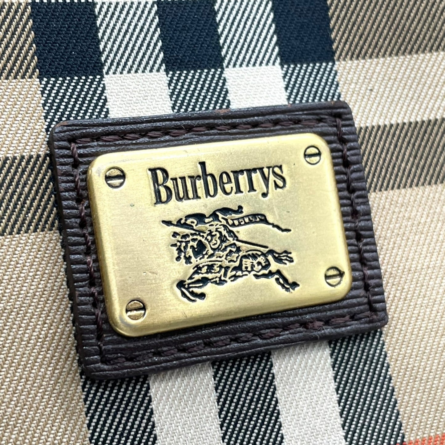 バーバリー Burberrys ボストンバッグ ハンドバッグ シャドーホース ノバチェック ベージュ 茶色 ブラウン キャンバス レザー E