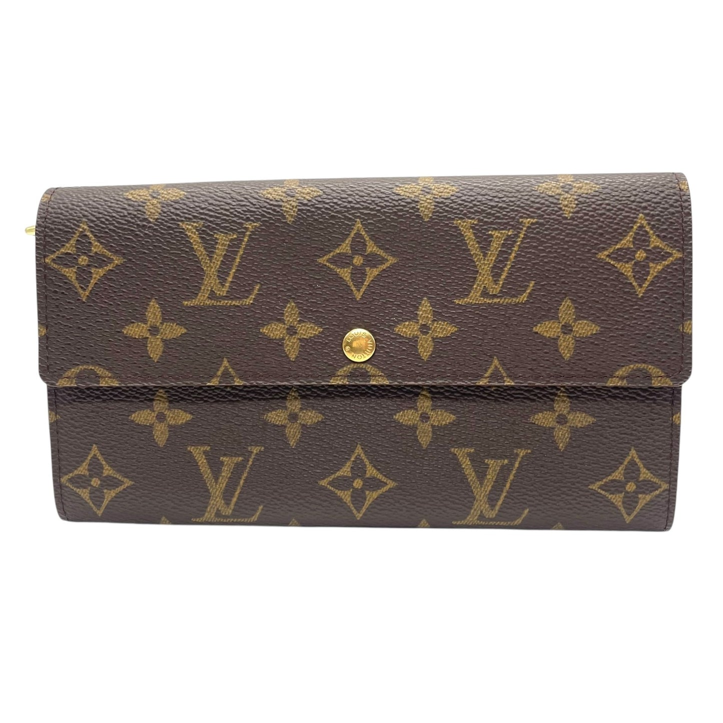 美品 ルイ・ヴィトン LOUIS VUITTON LV モノグラム ポルトフォイユ サラ 長財布 M61734 茶色 ブラウン 金金具 ゴールド金具 シリアル刻印 W1