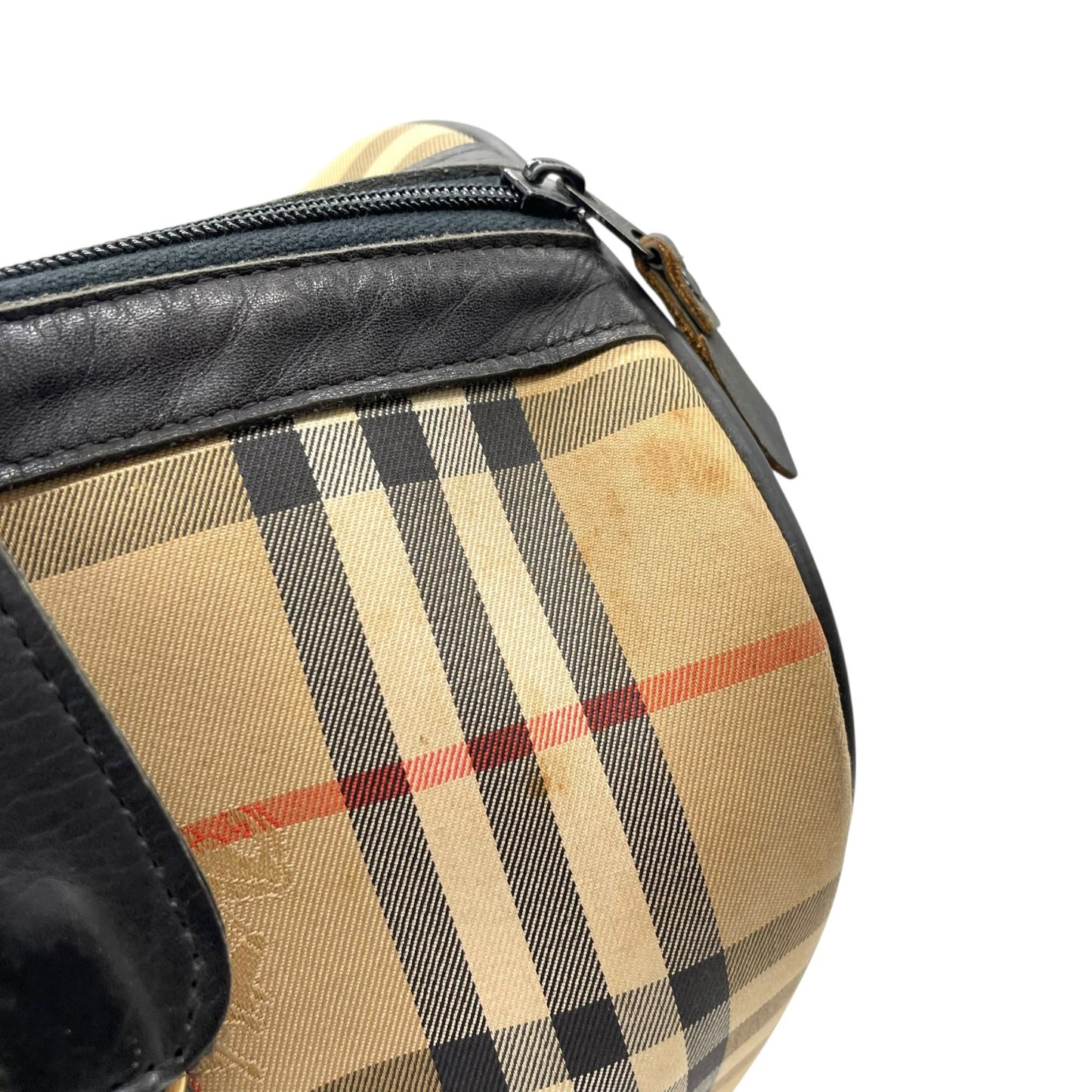 バーバリーズ Burberrys ボストンバッグ ハンドバッグ ノバチェック シャドーホース ベージュ 黒 ブラック キャンバス レザー 大容量 旅行バッグ C