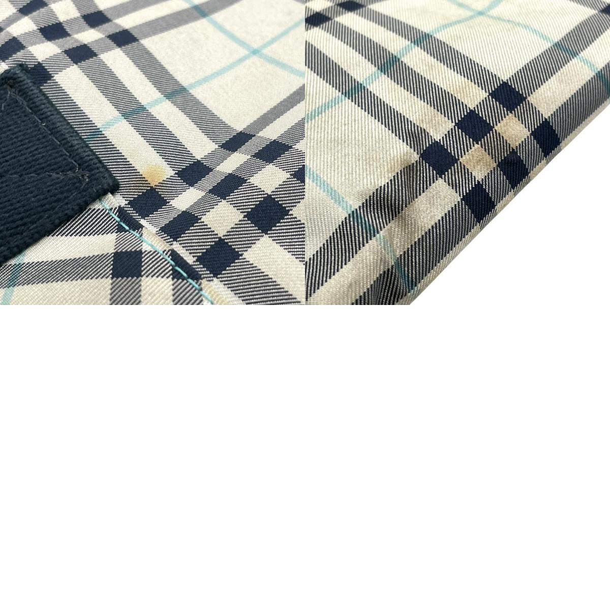 BURBERRY BLUE LABEL バーバリー ブルーレーベル ハンドバッグ ミニトート ノバチェック ライトブルー ネイビー ナイロンキャンバス ホースロゴ レディース U14