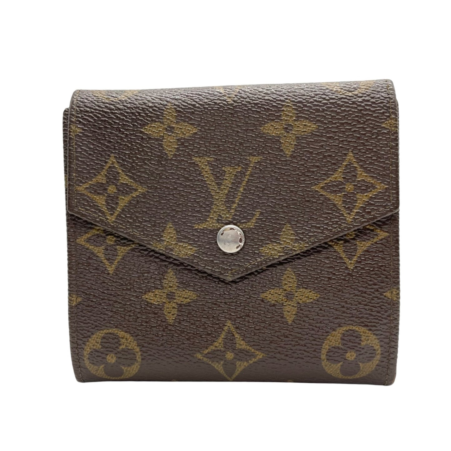 LOUIS VUITTON ルイヴィトン 三つ折り財布 ポルトモネビエ モノグラム M61660 Wホック ブラウン PVC レザー M4