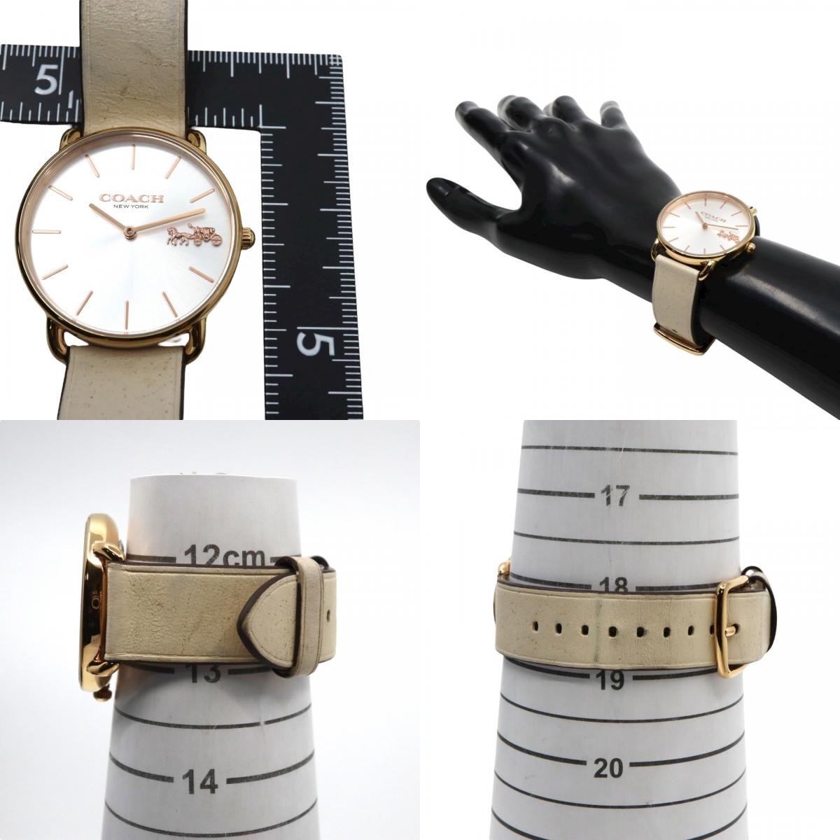 【美品】コーチ COACH 腕時計 レディース グランド GRAND ゴールド シルバー レザー 馬車ロゴ CA.158.7.34.2401 クォーツ アナログ 3針 ビジネス オフィス 通勤 通学 シンプル エレガント 上品 クラシック 純正箱付 G11