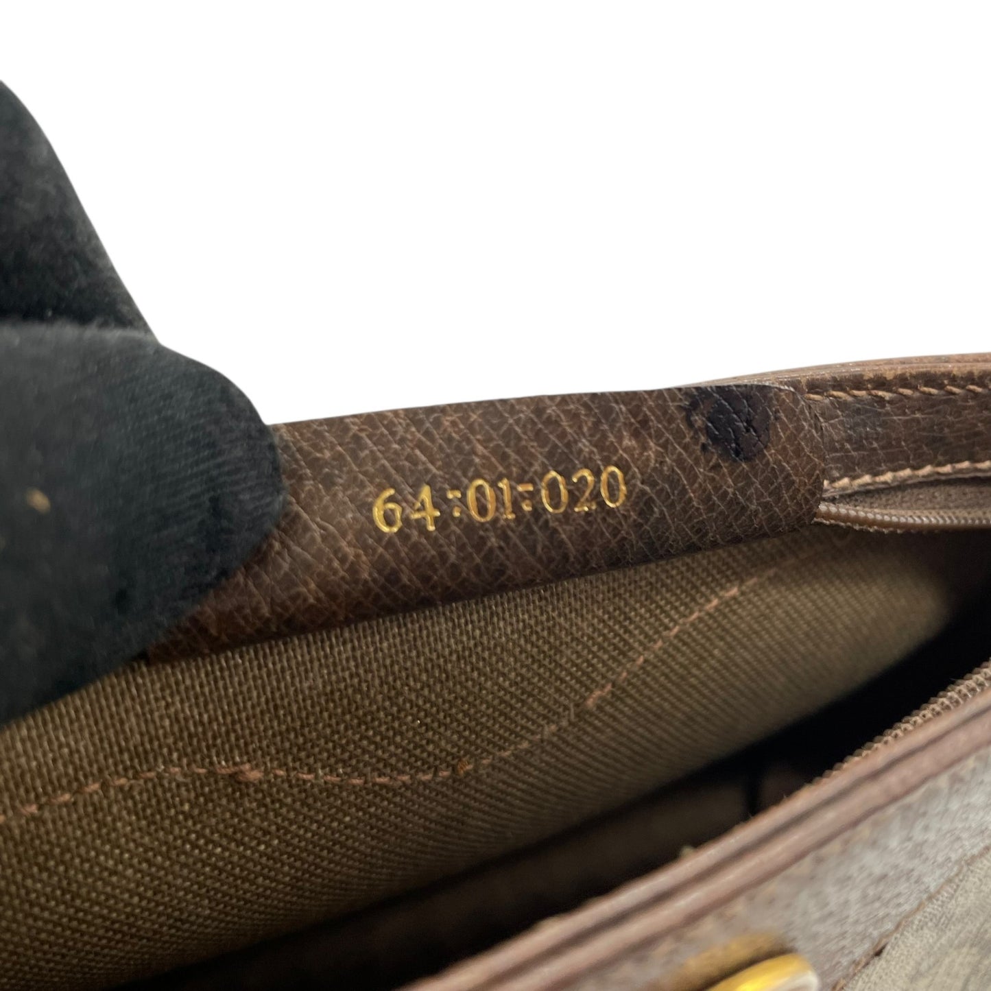 GUCCI グッチ GGスプリーム PVC レザー ポーチ グレー ベージュ ブラウン ゴールド金具 64・01 クラシックデザイン メンズ C