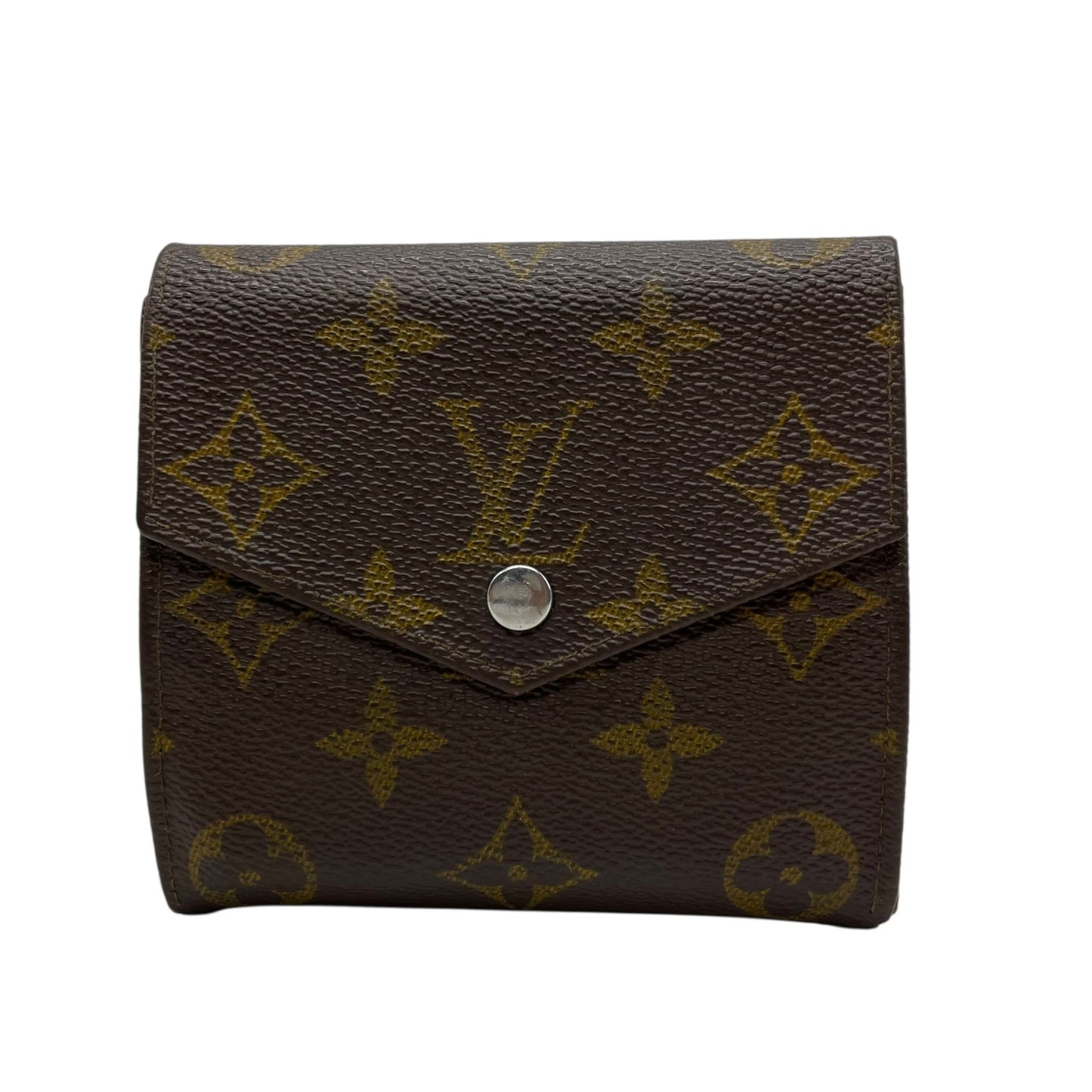 LOUIS VUITTON ルイヴィトン モノグラム コンパクトウォレット 三つ折り財布 Wホック ポルトモネビエ M61660 茶 ブラウン PVC レザー メンズ レディース M2
