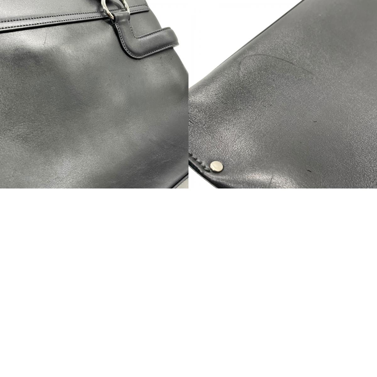 極美品 Salvatore Ferragamo フェラガモ ガンチーニ ハンドバッグ ワンショルダー 黒 ブラック レザー シルバー金具 DY-21 肩掛け可 メンズ レディース E