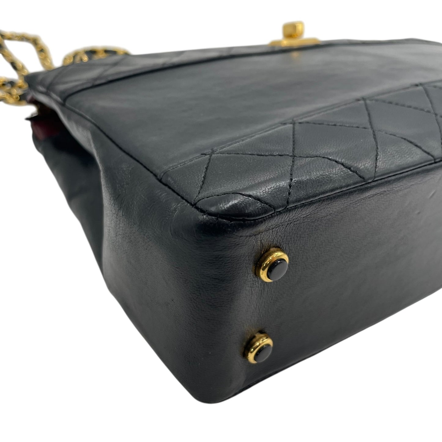 Authentic CHANEL Matelasse Chain Shoulder Bag Black Leather Turn Lock 2.55 Vintage