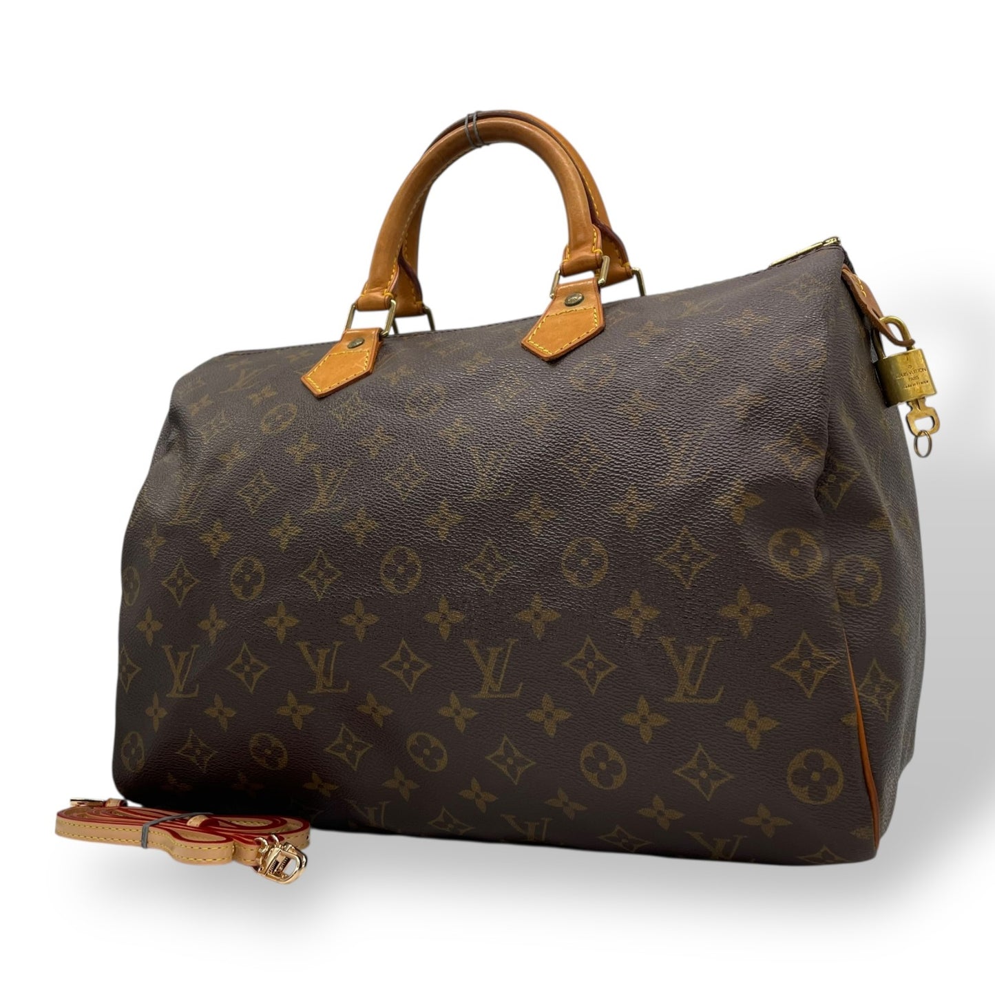 LOUIS VUITTON ルイヴィトン スピーディ35 2WAY ミニボストンバッグ モノグラム PVC レザー ブラウン ゴールド金具 M41107 レディース 斜め掛け パドロック付 E