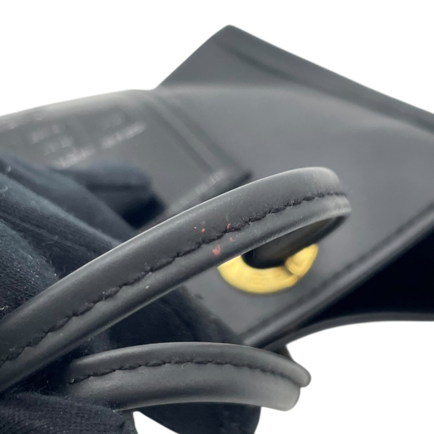 フェンディ FENDI ミニハンドバッグ ポーチ 黒 ブラック PVC ロゴ ゴールド金具 レディース K10