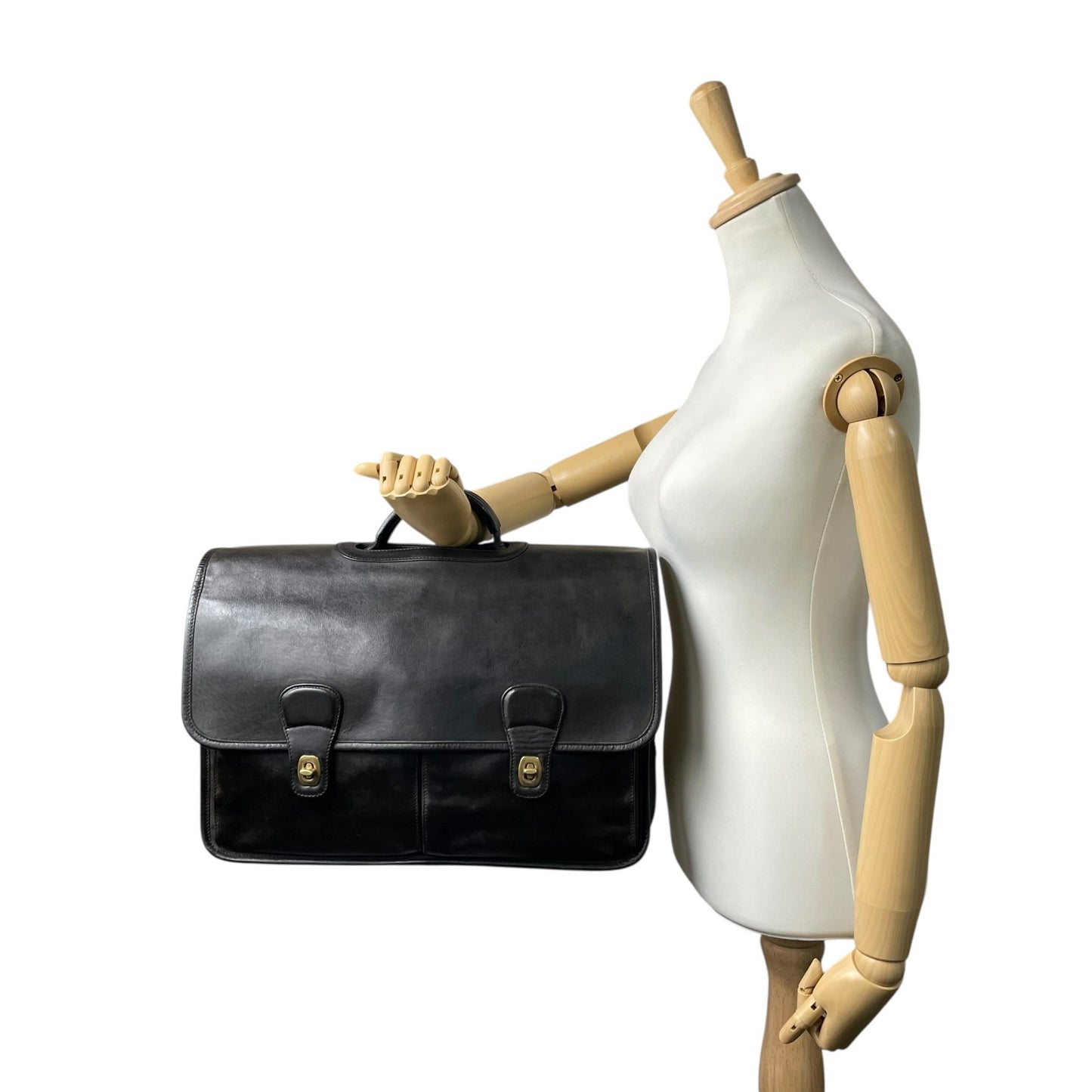 希少 COACH オールドコーチ ヴィンテージ ビジネスバッグ ブリーフケース ハンドバッグ 黒 ブラック ゴールド金具 ターンロック レザー 2WAY ダブルポケット 書類鞄 オールレザー E