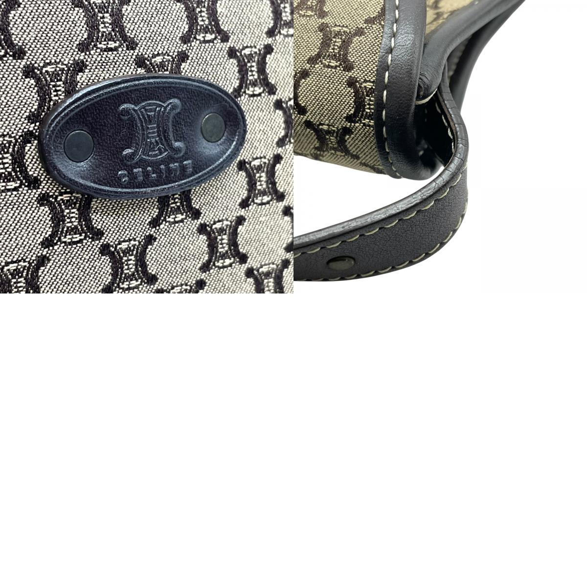 美品 CELINE セリーヌ マカダム トリオンフ ショルダーバッグ キャンバス×レザー ベージュ×ブラウン レディース ヴィンテージ 正規品 K9