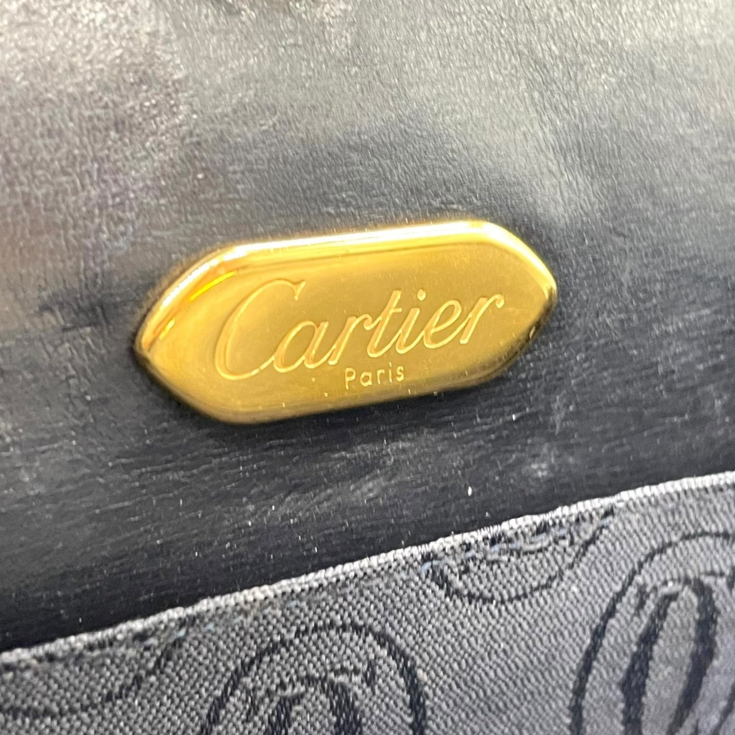 希少 ヴィンテージ Cartier カルティエ サファイアライン チェーンショルダーバッグ 黒 ブラック レザー ゴールドチェーン クロスボディ ダブルチェーン 完売 人気 K10