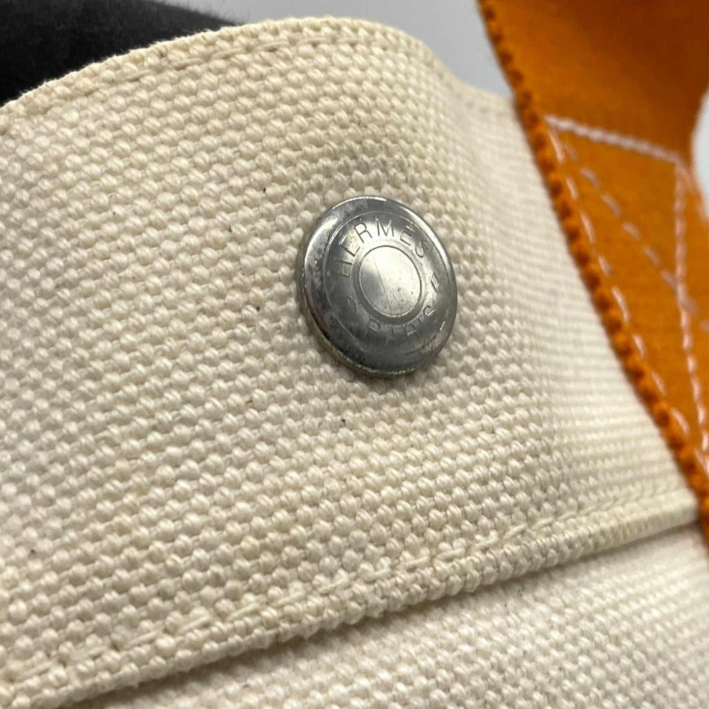 HERMES エルメス ボラボラPM ボラボラトート トートバッグ ハンドバッグ キャンバス アイボリー オレンジ シルバー金具 レディース B
