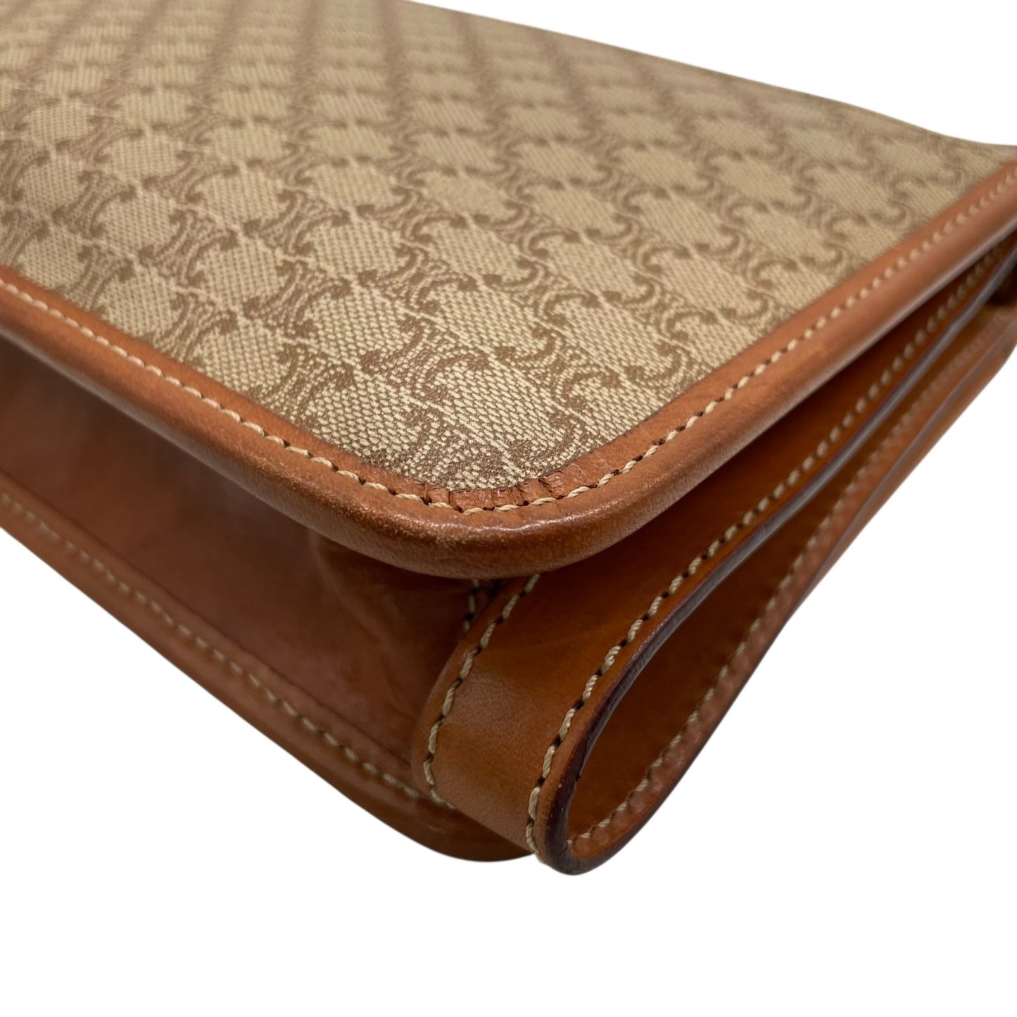 セリーヌ CELINE マカダム柄 クラッチバッグ セカンドバッグ ベージュ ブラウン 茶色 トリオンフロゴ PVC×レザー ヴィンテージ バッグ U9