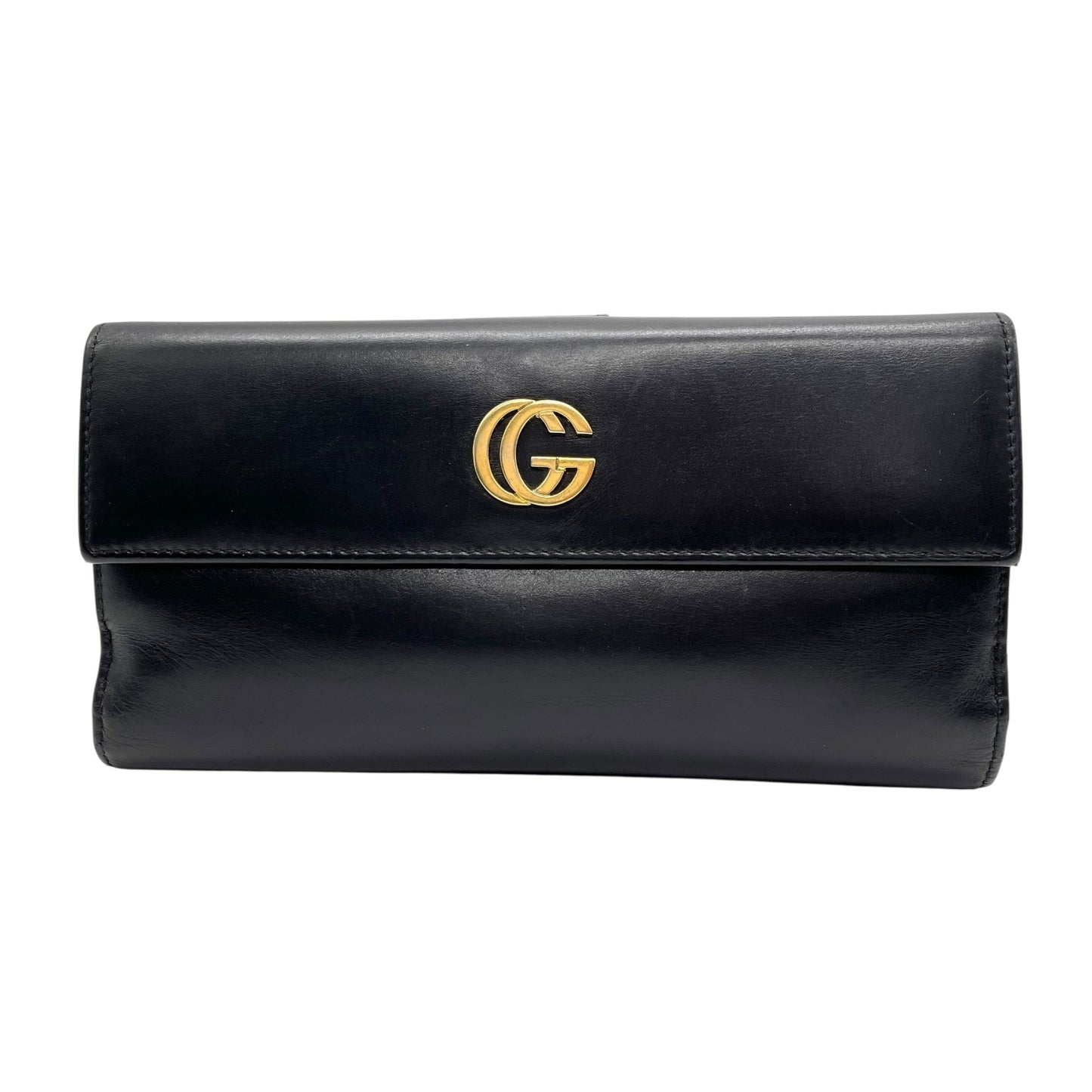 GUCCI グッチ GGマーモント 長財布 Wホック 213318 ダブルG 黒 ブラック レザー ゴールド金具 W5