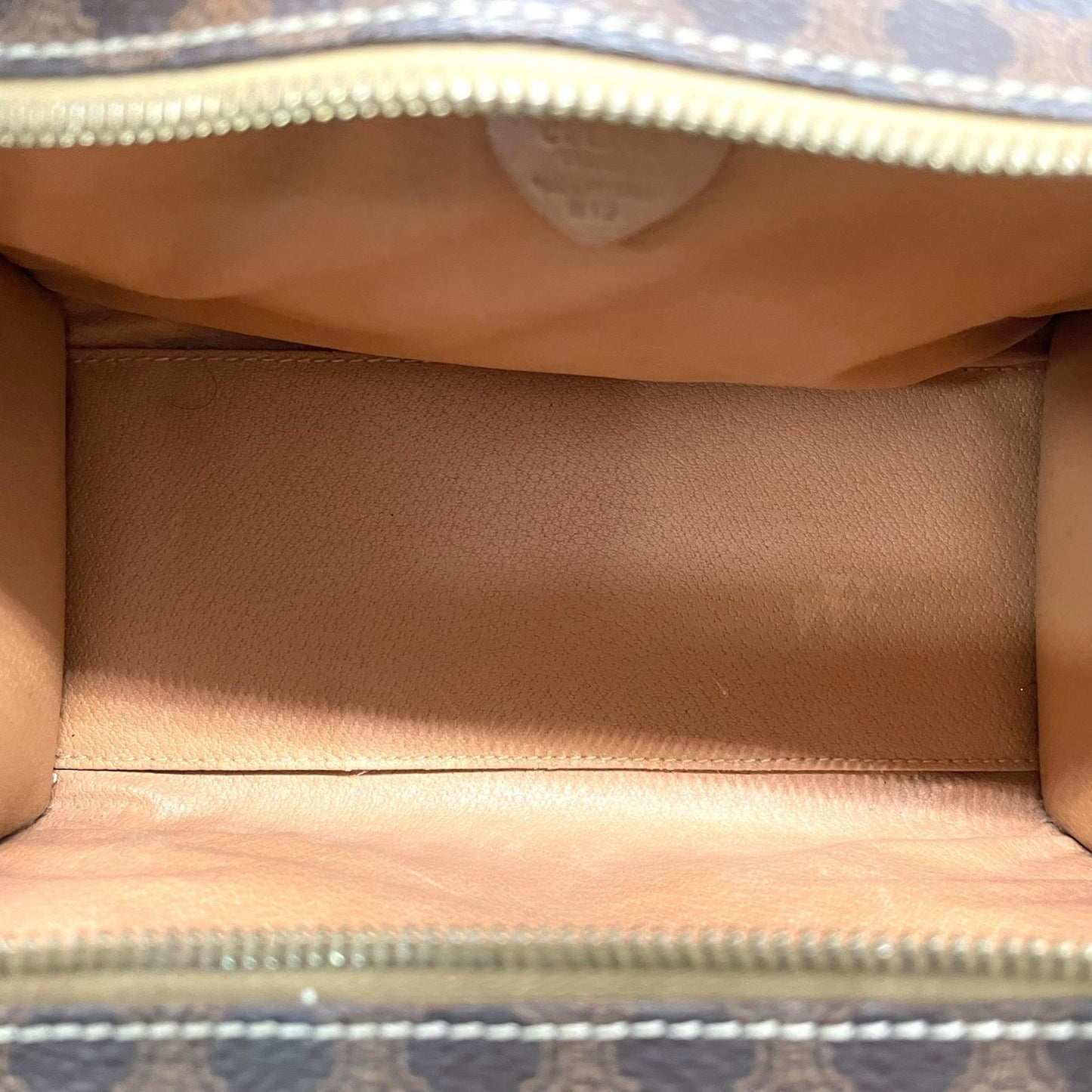 CELINE セリーヌ マカダム柄 ハンドバッグ ミニトート 茶 ブラウン PVC レザー ゴールド金具 手提げ ヴィンテージ オールドセリーヌ レディース E