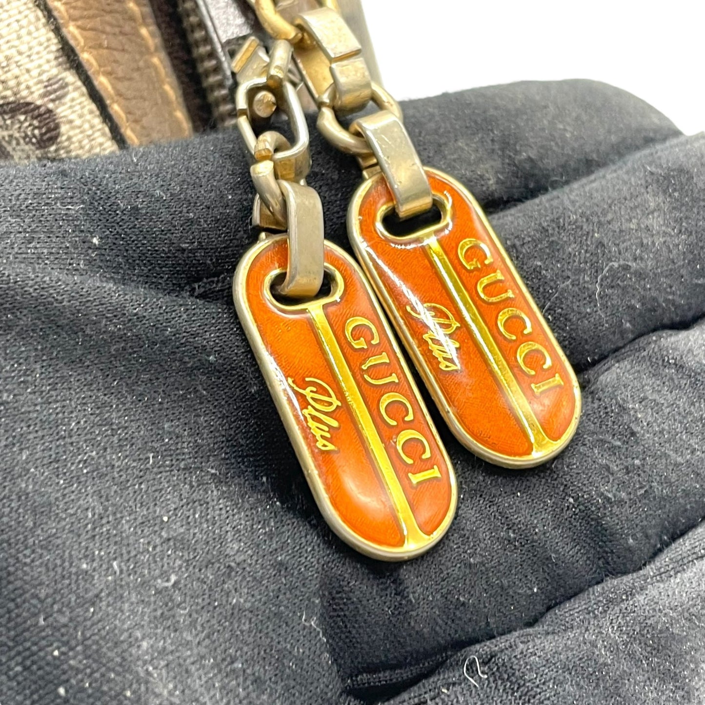 GUCCI グッチ GGプラス グッチプラス ハンドバッグ グレー ベージュ PVC レザー ゴールド金具 オールドグッチ ヴィンテージ レディース A
