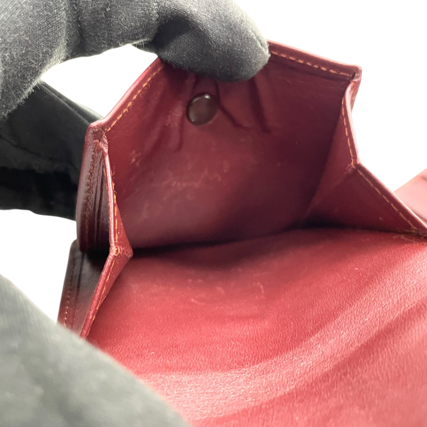 美品 カルティエ Cartier マストライン 二つ折り財布 ボルドー 赤 ワインレッド レザー ゴールド金具 ヴィンテージ メンズ レディース M5