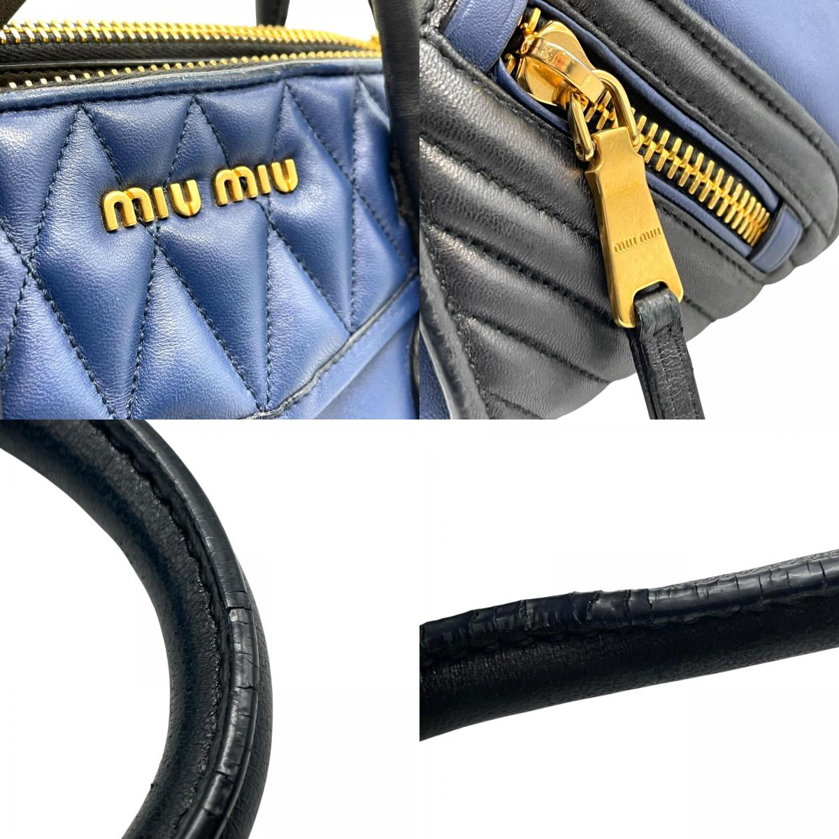 美品 miu miu ミュウミュウ トートバッグ ハンドバッグ バイカラー バイカー ナッパ ゴールド金具 レディース レザー 本革 A1