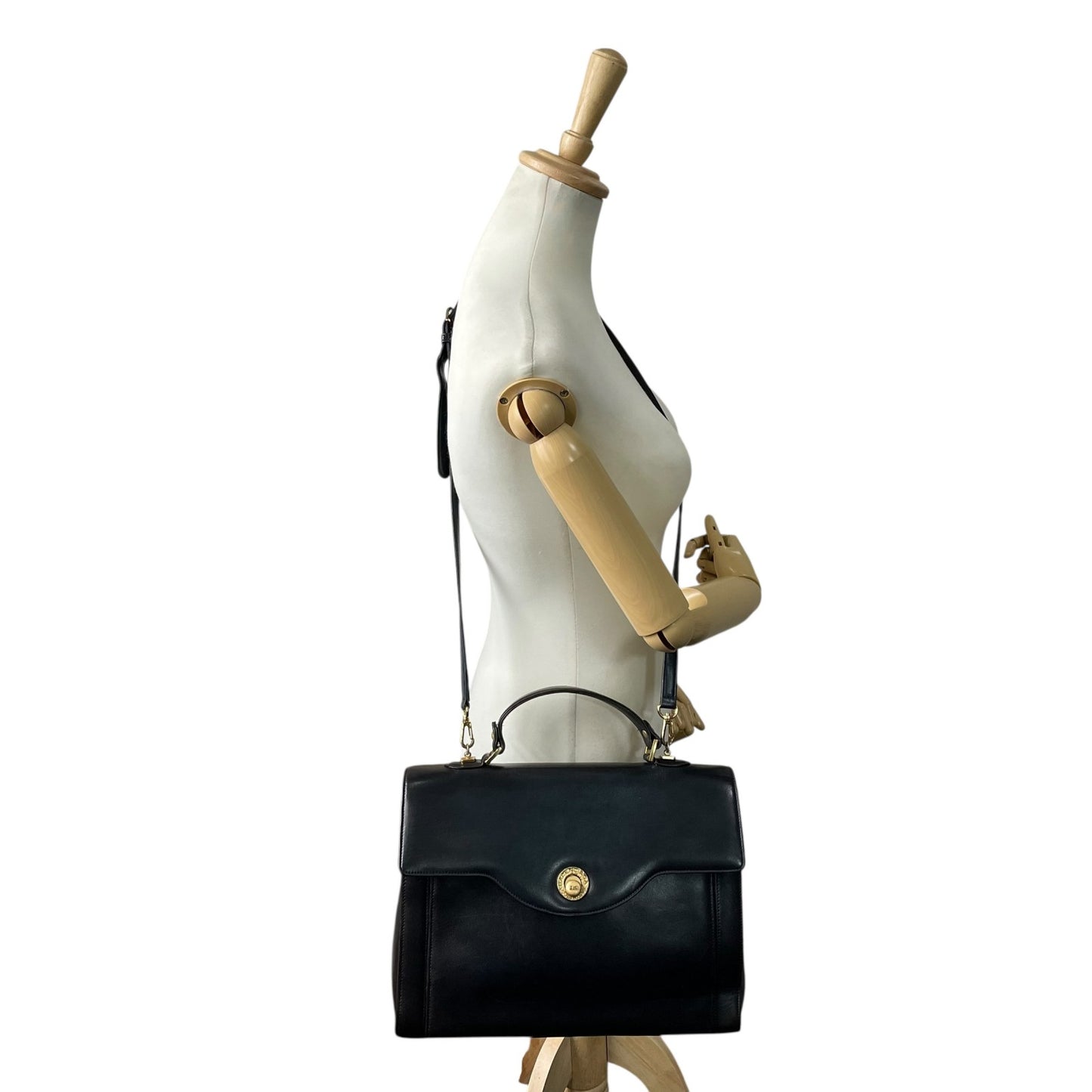 BALENCIAGA バレンシアガ ハンドバッグ ショルダー 2WAY レザー 黒 ブラック ビジネスバッグ ゴールド金具 ヴィンテージ ブリーフケース C