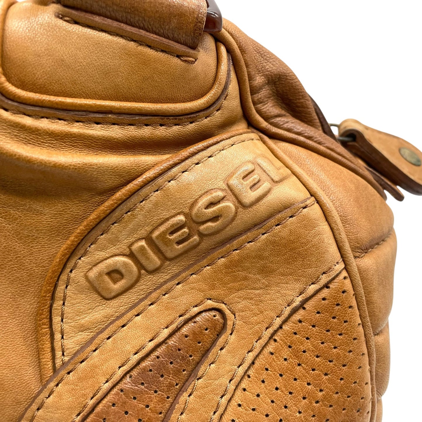 ディーゼル DIESEL ボストンバッグ レザー ブラウン 茶色 ロゴ型押し ヴィンテージ Y2K 00s vintage S84