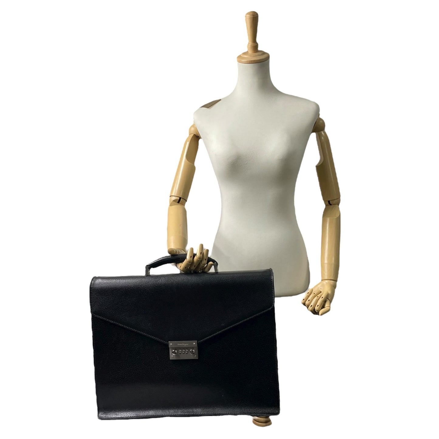 サルヴァトーレフェラガモ Salvatore Ferragamo ビジネスバッグ ブリーフケース レザー 黒 ブラック ダイヤルロック D5