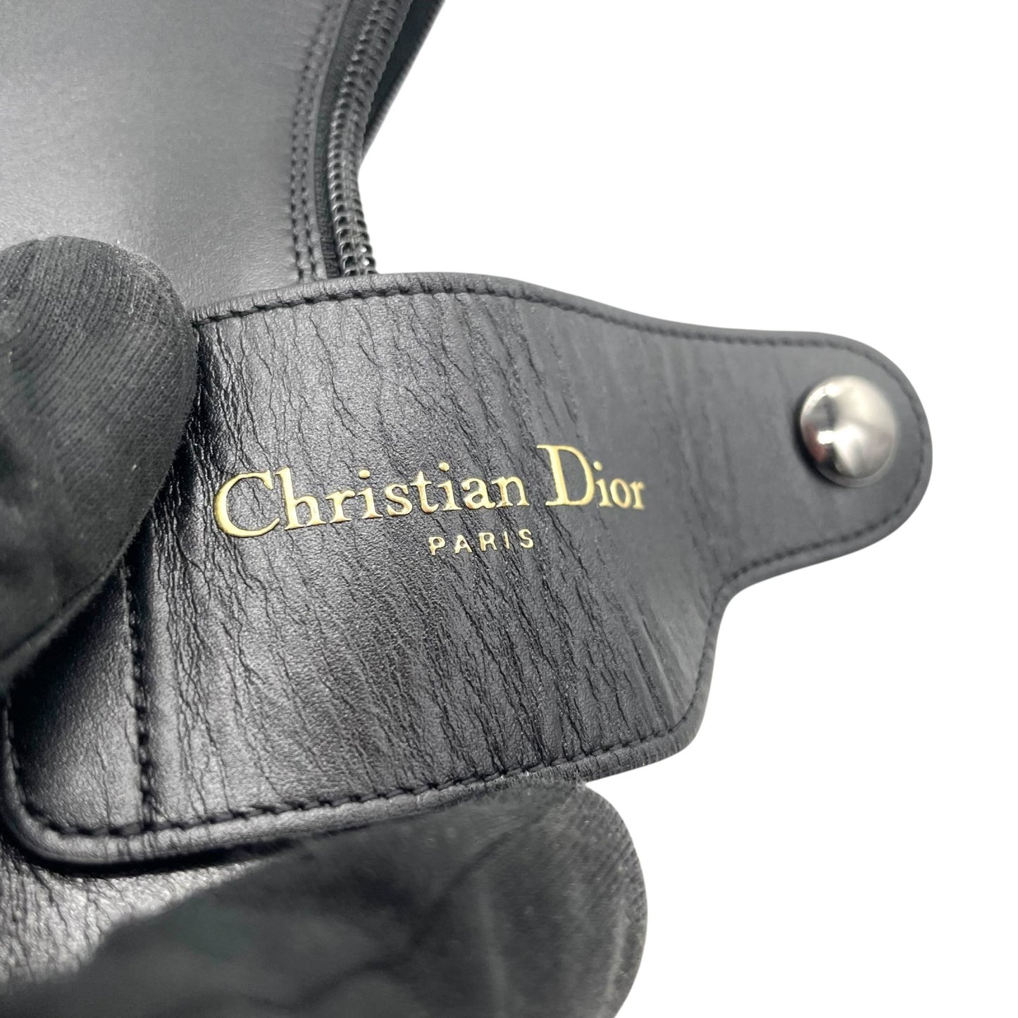 極美品 クリスチャン ディオール Christian Dior レザー ブーツカバー 37 黒 ブラック 本革 モード 乗馬風 R