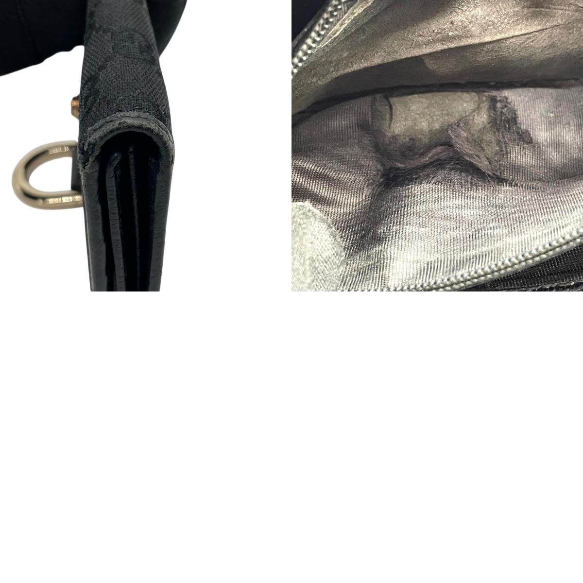 グッチ GUCCI 二つ折り 長財布 GGキャンバス 黒 ブラック キャンバス レザー ゴールド金具 GG柄 メンズ レディース M5