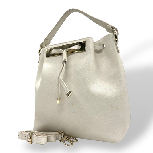 フルラ FURLA 2WAY ハンドバッグ ショルダーバッグ ホワイト 白 レザー 巾着型 ゴールド金具 手提げ 斜め掛け可 レディース T1