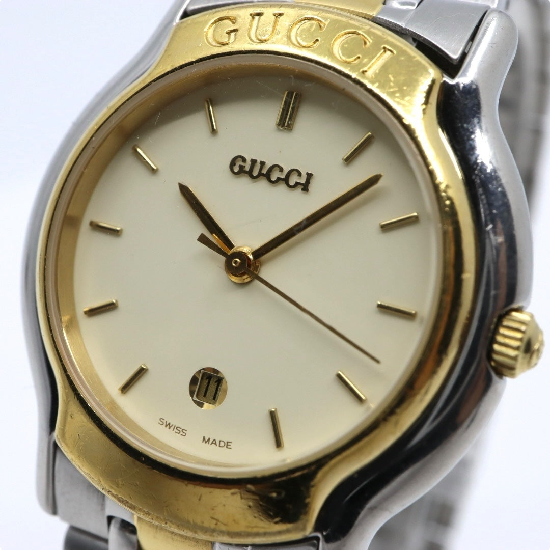 新品電池交換済 クリーニング済 グッチ GUCCI 8000L 腕時計 レディースウォッチ クォーツ コンビ シルバー ゴールド アイボリー文字盤 デイト表示 ステンレススチール クラシック エレガント ヴィンテージ ドレスウォッチ 稼働品 G3