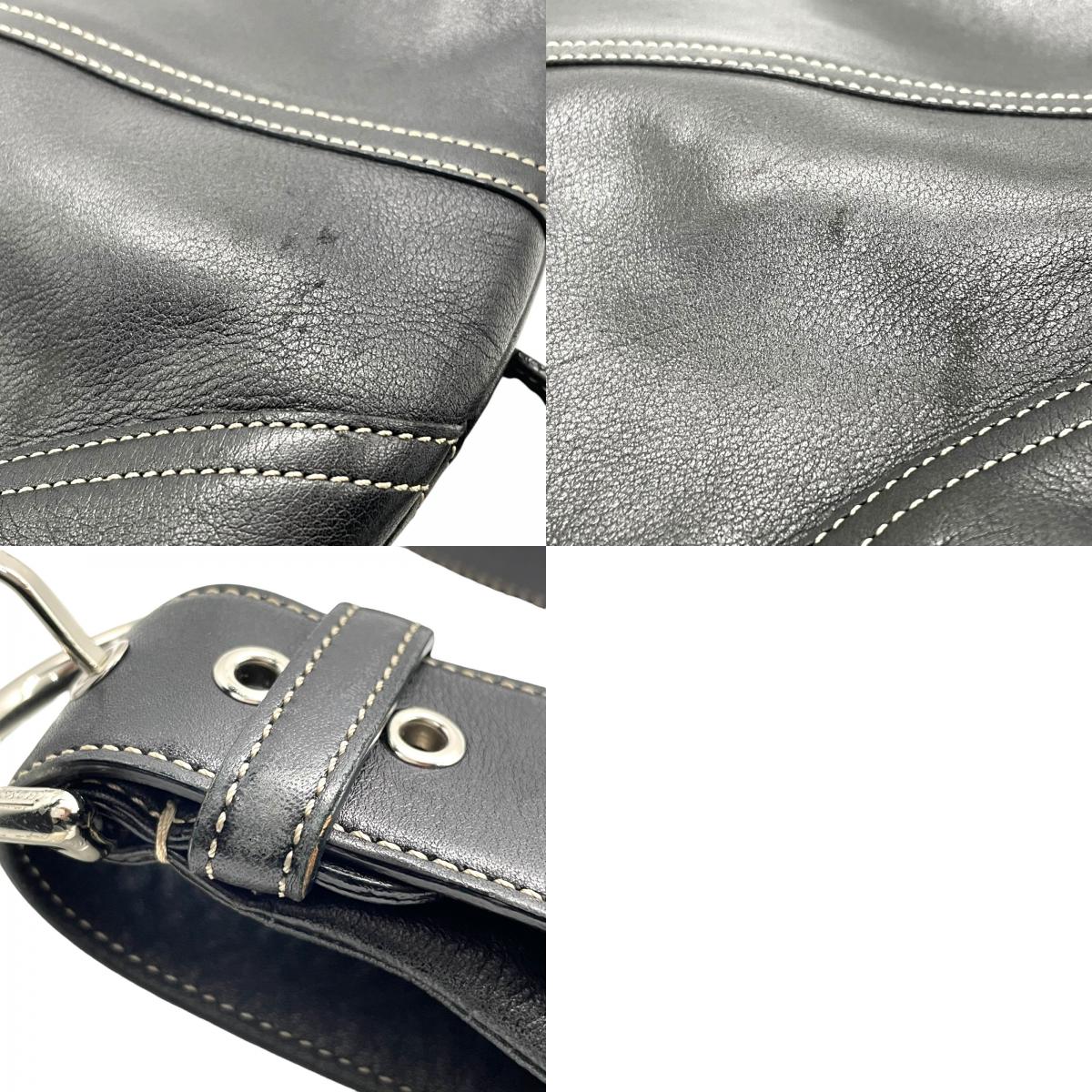 コーチ COACH ショルダーバッグ 9549 レザー 黒 ブラック シルバー金具 ホワイトステッチ 肩掛け 通勤 通学 E5