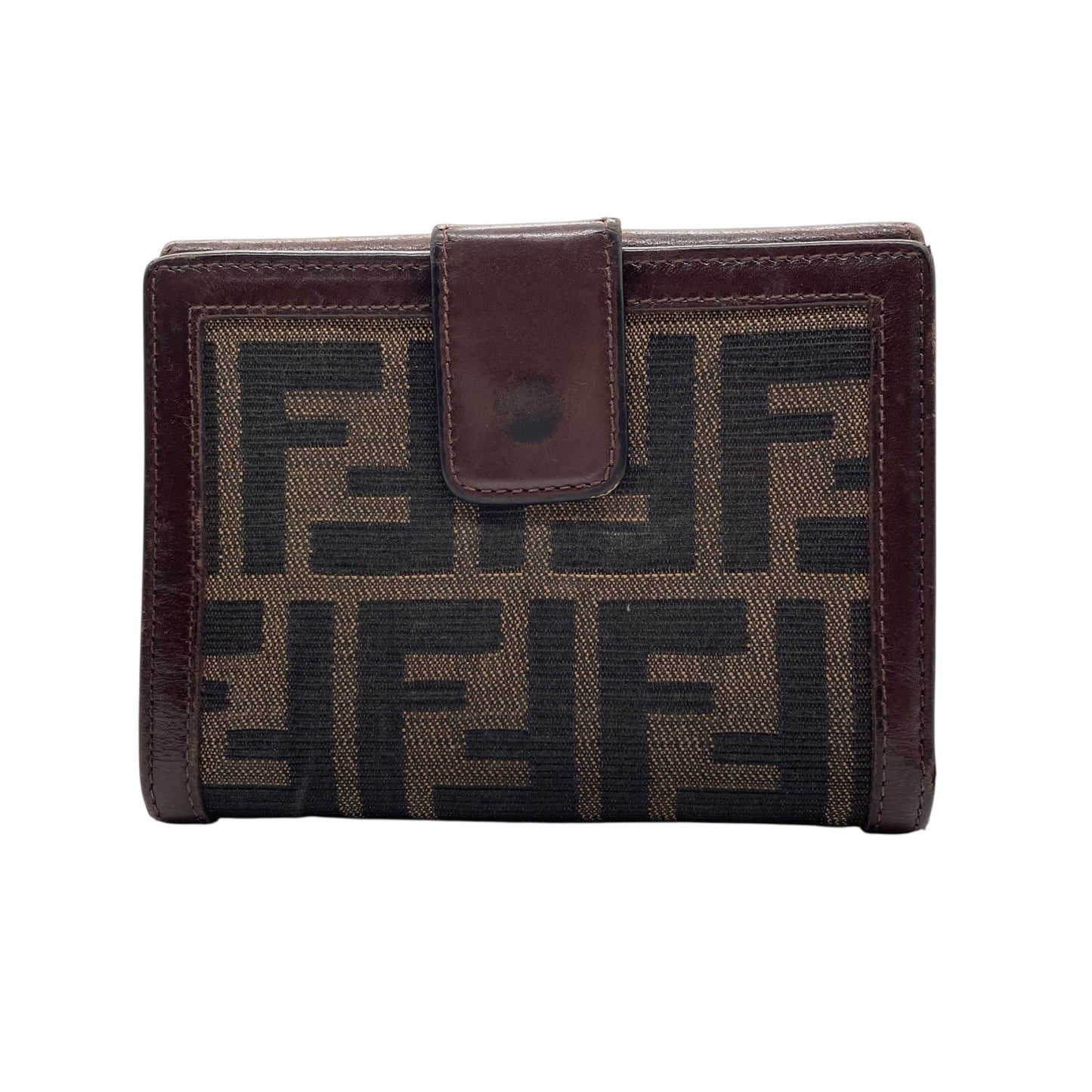 フェンディ FENDI 財布 ズッカ柄 ブラウン 茶色 ブラック 黒 キャンバス レザー 二つ折り ウォレット W4