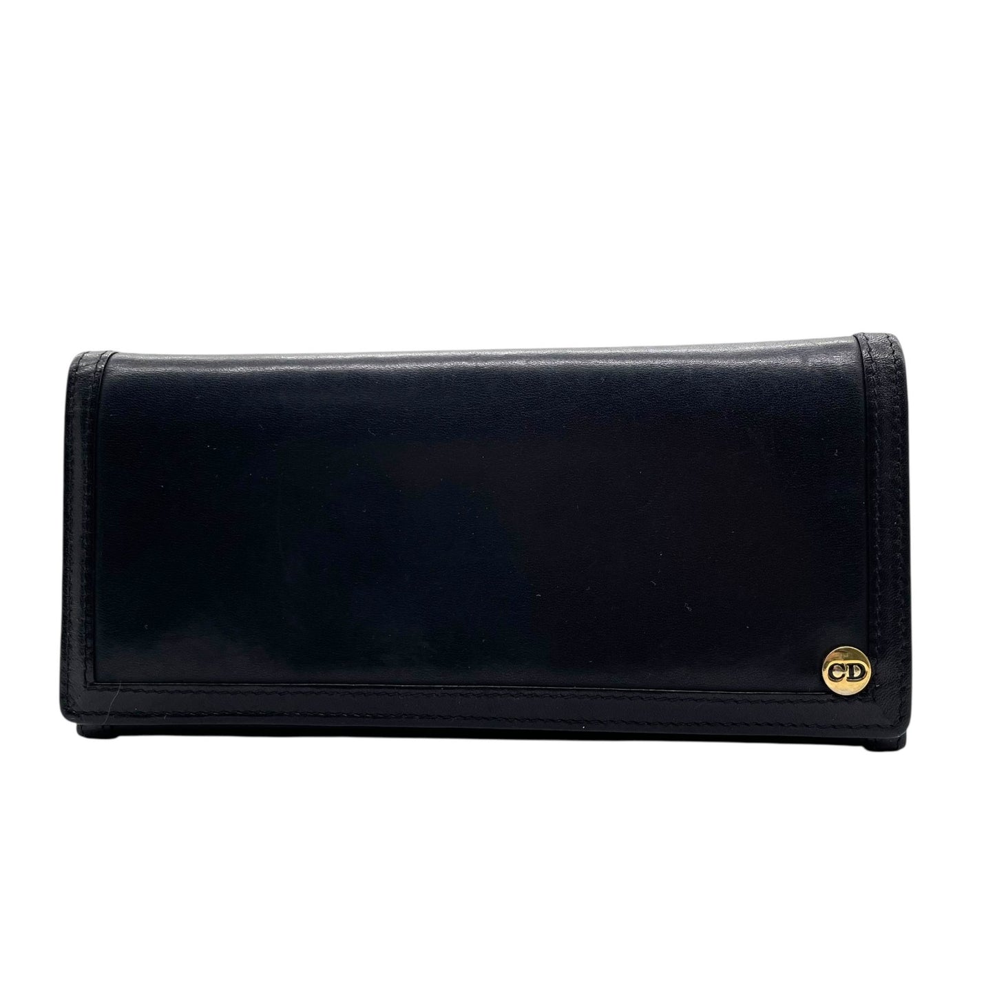 クリスチャンディオール Christian Dior 長財布 レザー 黒 ブラック CDロゴ ゴールド金具 金金具 ヴィンテージ レディース メンズ W4