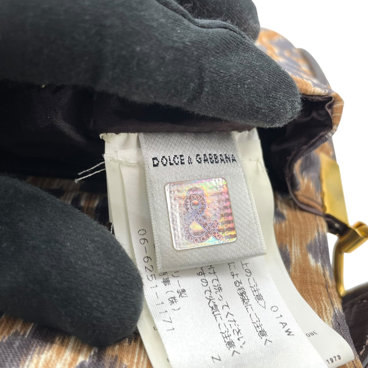 Authentic DOLCE&GABBANA Leopard Print Shoulder Bag Leather Canvas Brown Gold Hardware D&G Logo Flap Women's