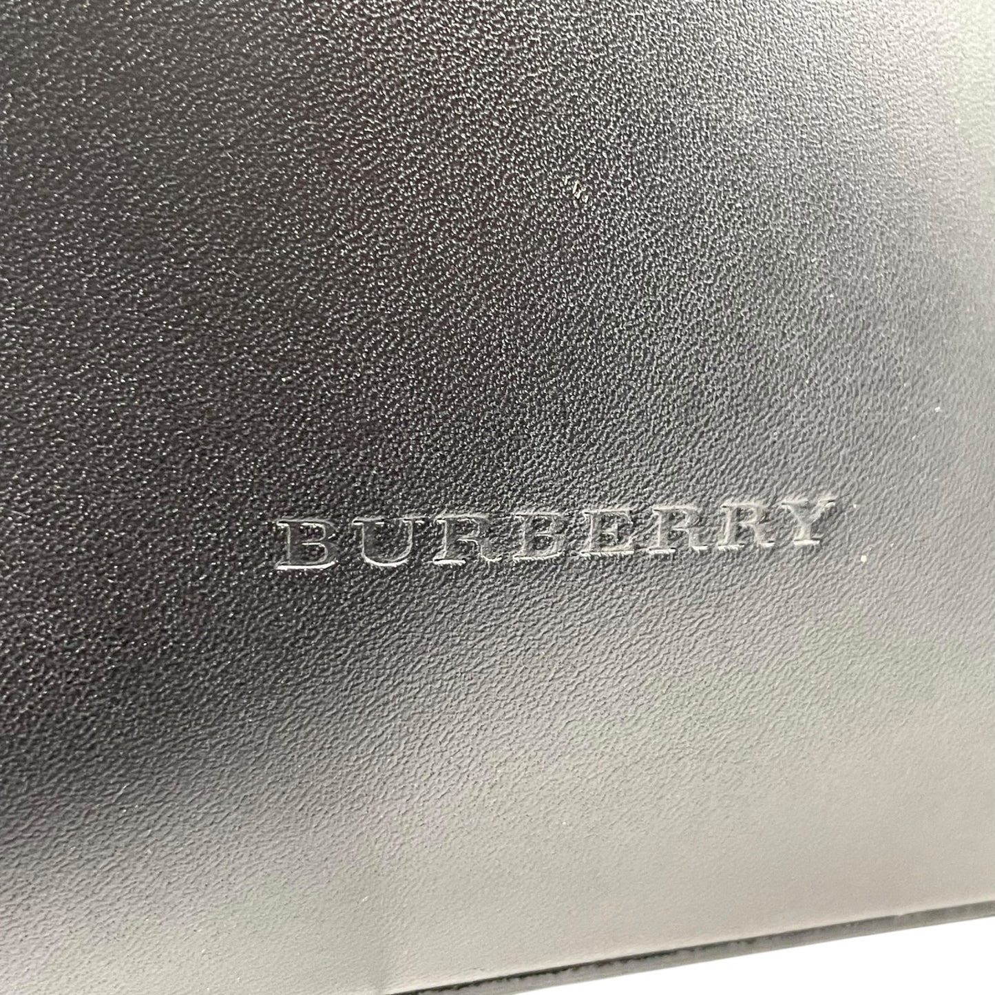 Authentic BURBERRY Handbag Leather Black Silver Hardware Logo Nova Check Women's