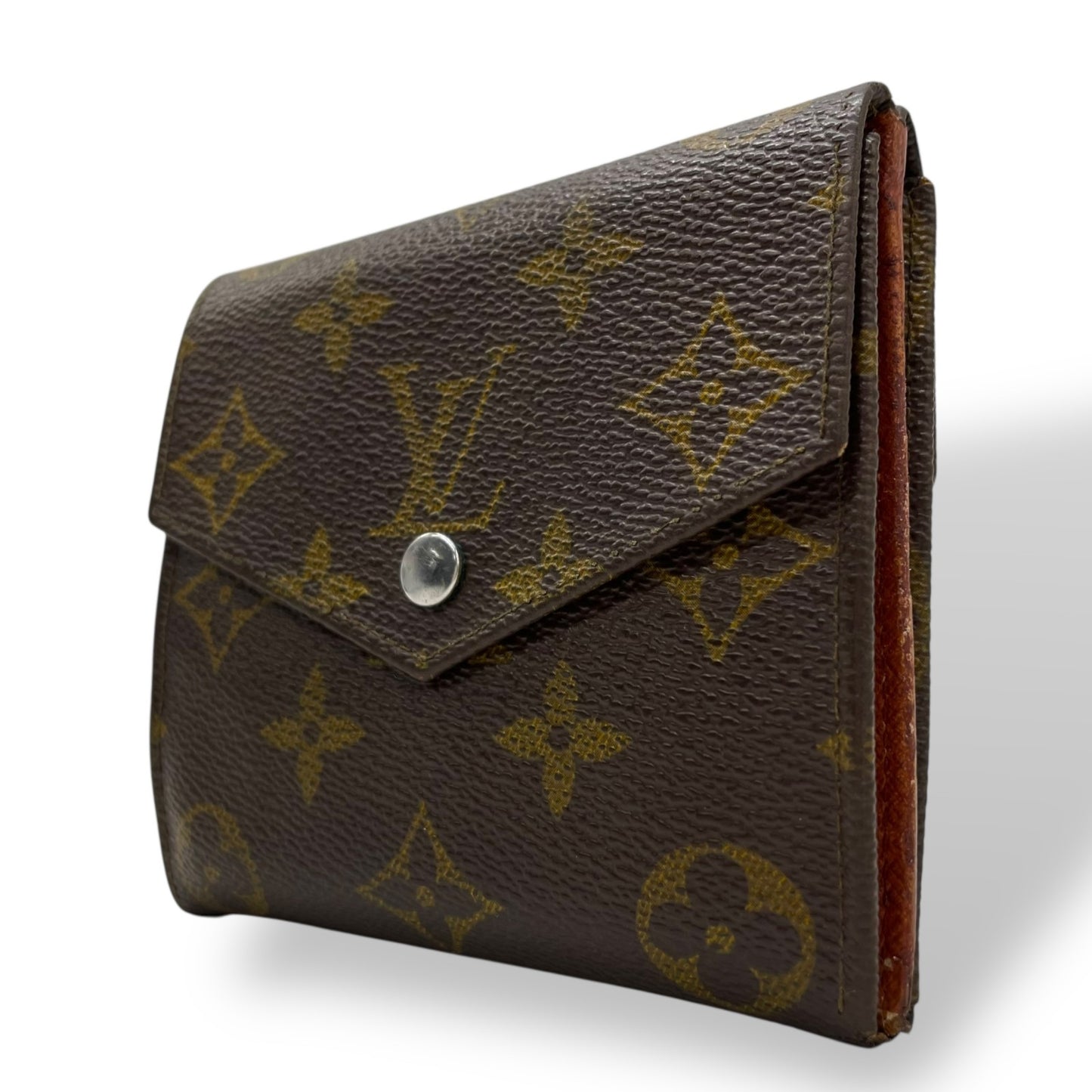 LOUIS VUITTON ルイヴィトン モノグラム コンパクトウォレット 三つ折り財布 Wホック ポルトモネビエ M61660 茶 ブラウン PVC レザー メンズ レディース M2