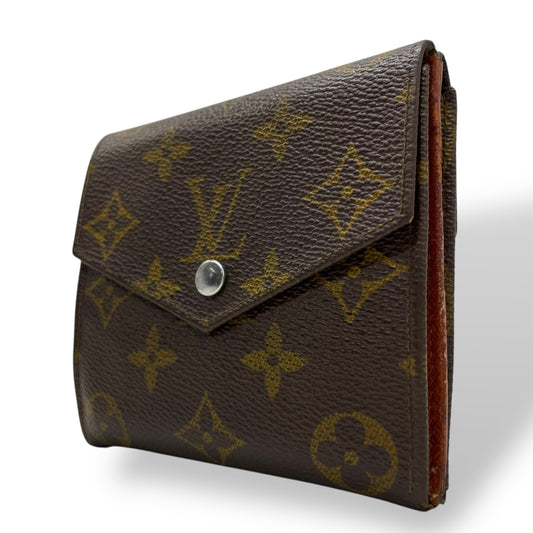 LOUIS VUITTON ルイヴィトン モノグラム コンパクトウォレット 三つ折り財布 Wホック ポルトモネビエ M61660 茶 ブラウン PVC レザー メンズ レディース M2