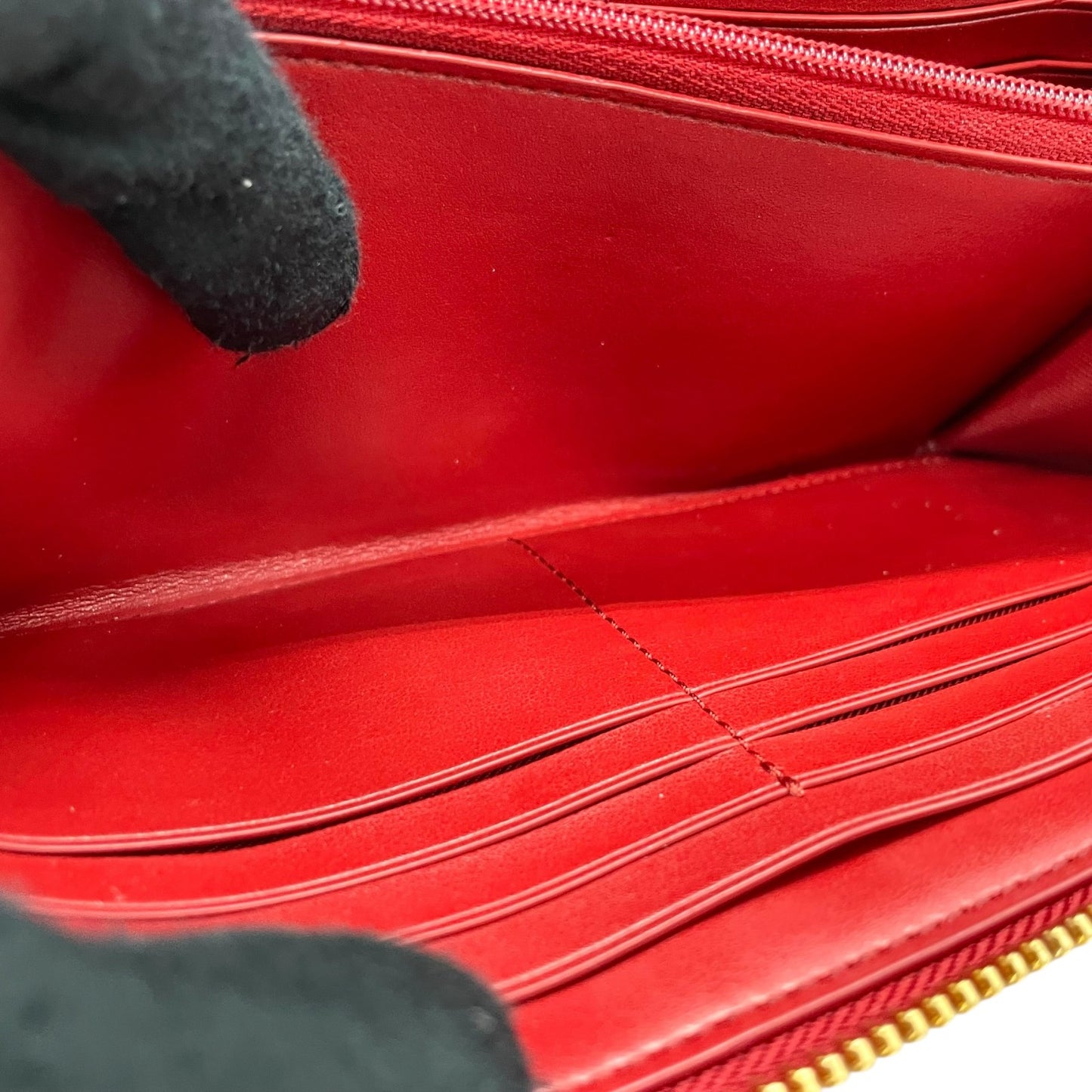 極美品 COACH コーチ シグネチャー 長財布 ラウンドファスナー 茶 ダークブラウン 赤 レッド 54630 IML72 ゴールド金具 PVC レザー ロゴ レディース W1