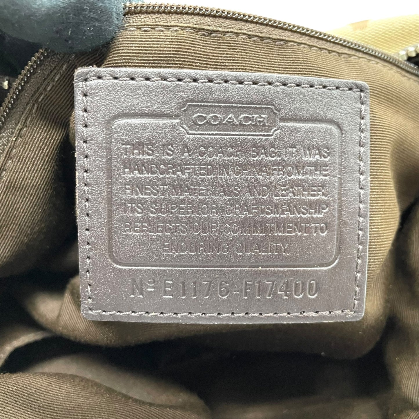 COACH コーチ シグネチャー 2WAY ハンドバッグ ショルダーバッグ F17400 キャンバス パテントレザー 茶 ブラウン シルバー金具 肩掛け可 斜め掛け可 レディース U13