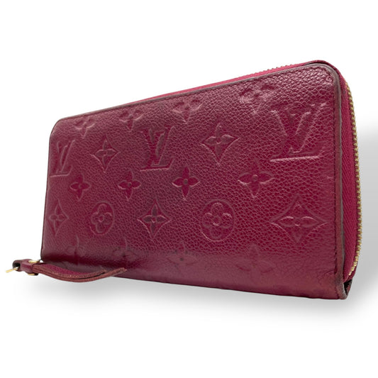 LOUIS VUITTON ルイヴィトン モノグラム アンプラント ジッピーウォレット M60549 レザー 赤紫 パープル系 レザン ラウンドファスナー ゴールド金具 レディース W3