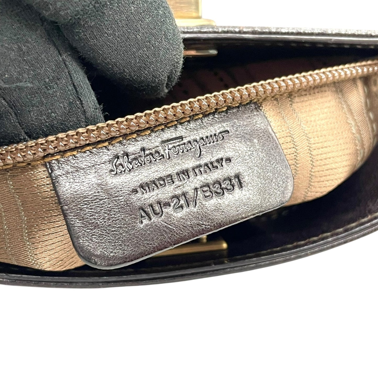 美品 Salvatore Ferragamo フェラガモ ガンチーニ ハンドバッグ レザー 茶 ダークブラウン マリッサ シルバー金具 クロシェット レディース 手提げ K6