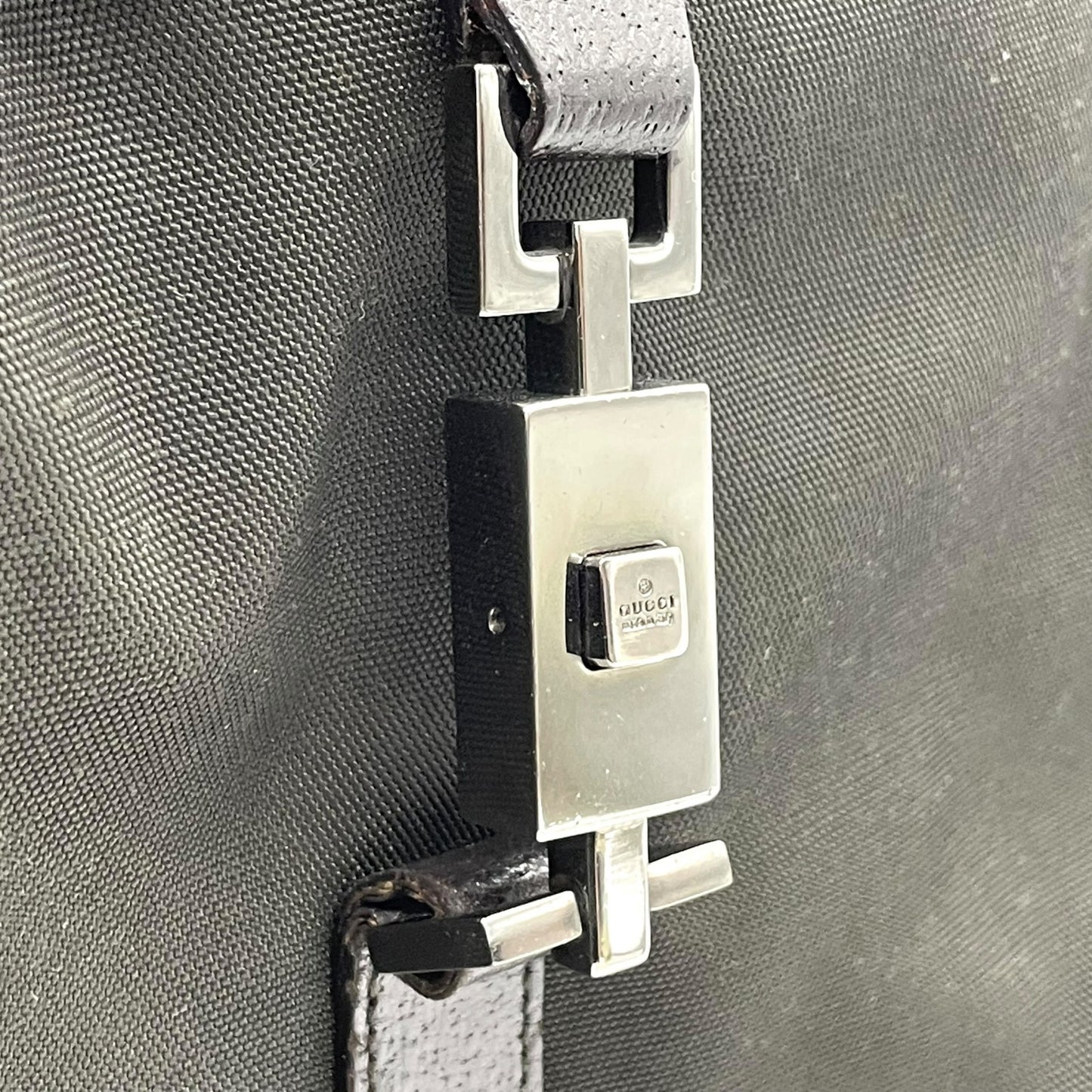 GUCCI グッチ ジャッキー ワンショルダーバッグ カーキ 茶 ブラウン キャンバス レザー シルバー金具 肩掛け可 ホーボー レディース ヴィンテージ B4