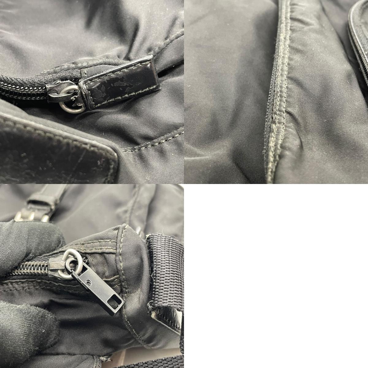 PRADA プラダ ショルダーバッグ 黒 ブラック NERO ナイロン レザー シルバー金具 三角ロゴ 斜め掛け メンズ レディース B3