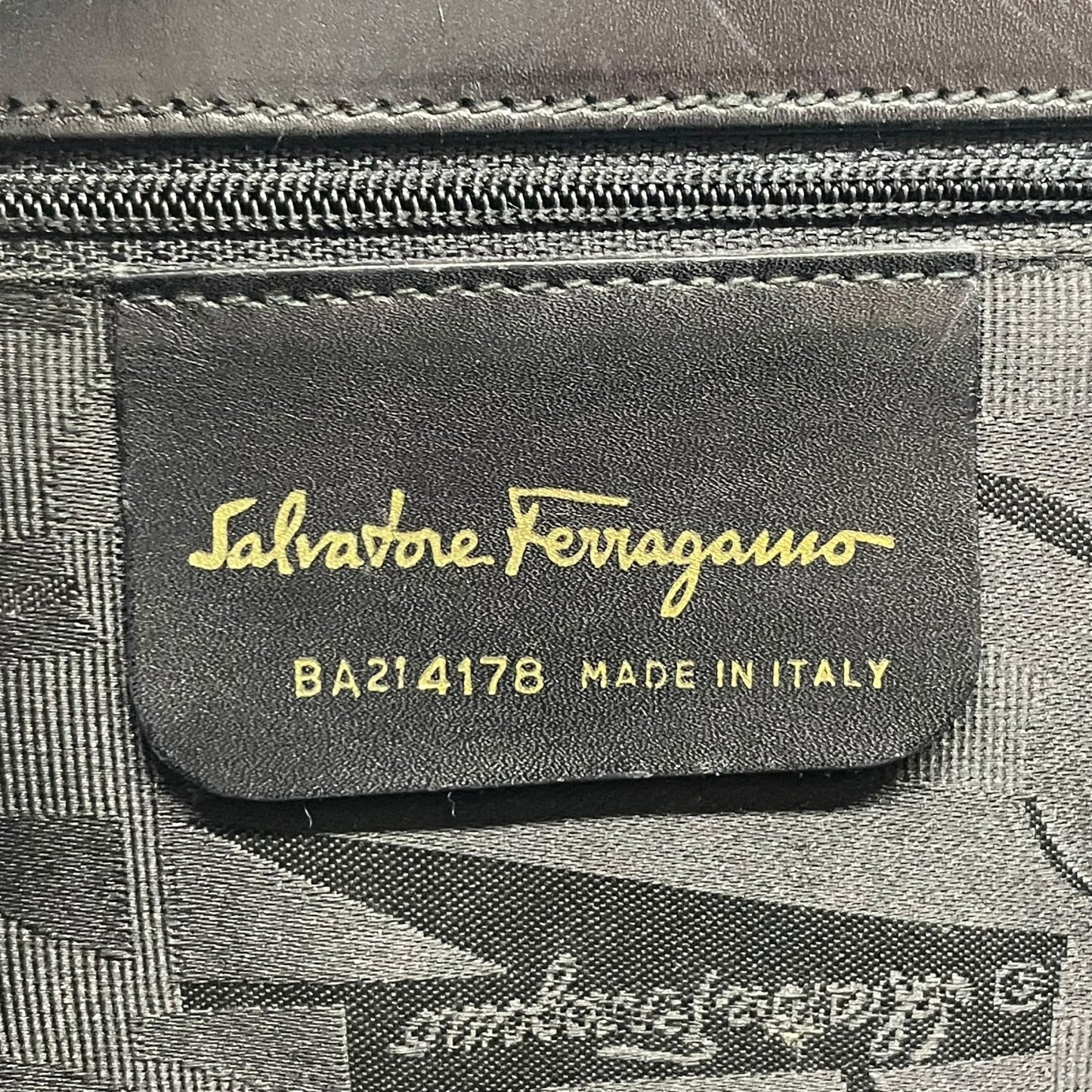 Authentic Salvatore Ferragamo Vara Ribbon Handbag Black Leather Gold Hardware