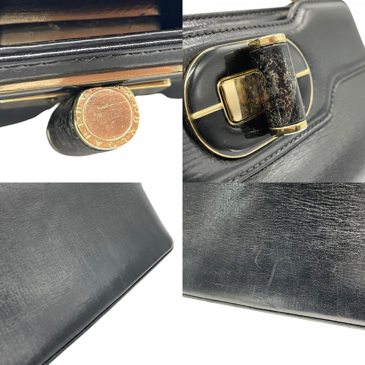 BVLGARI ブルガリ ショルダーバッグ イザベラロッセリーニ ブラック レザー 本革 ターンロック 2WAY ハンドバッグ レディース 黒 K11