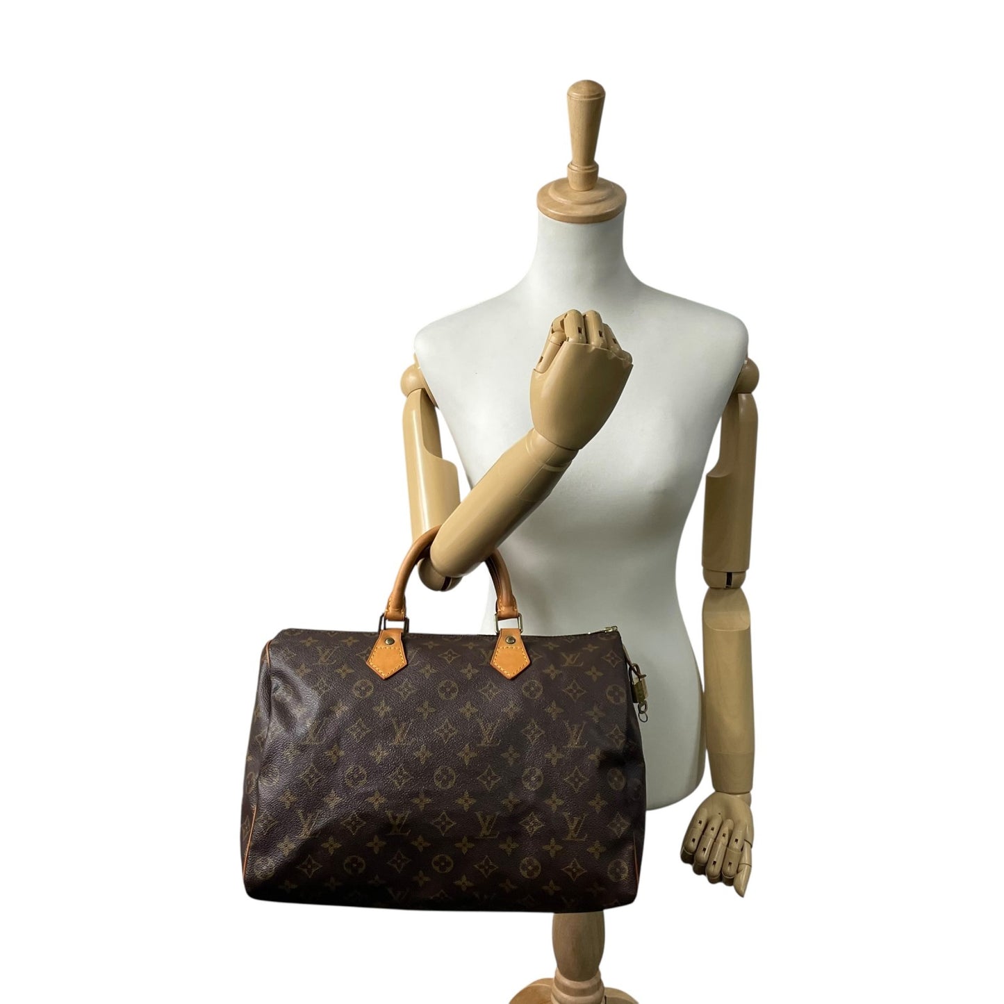 LOUIS VUITTON ルイヴィトン スピーディ35 2WAY ミニボストンバッグ モノグラム PVC レザー ブラウン ゴールド金具 M41107 レディース 斜め掛け パドロック付 E