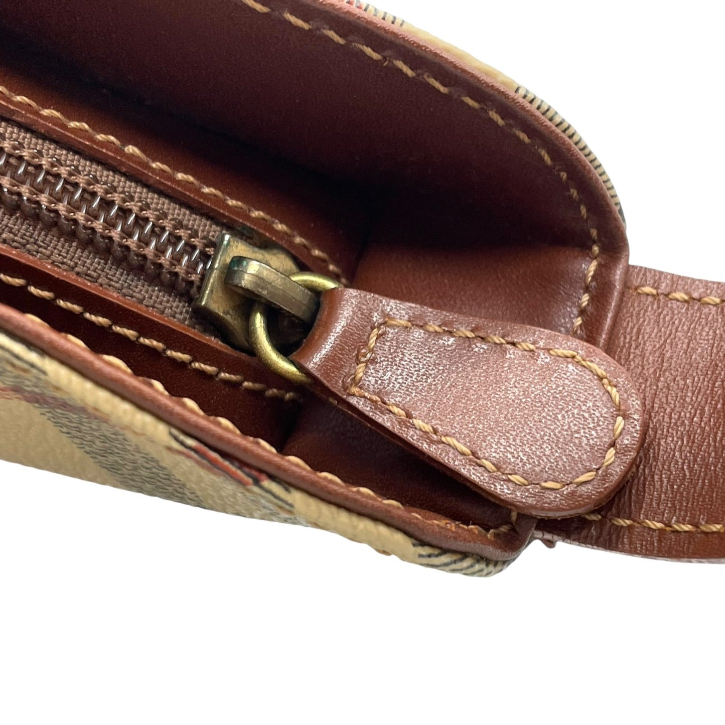 美品 BURBERRY バーバリー ノバチェック シャドーホース ワンショルダーバッグ ショルダーバッグ PVC×レザー ブラウン ヴィンテージ ゴールド金具 肩掛け C7