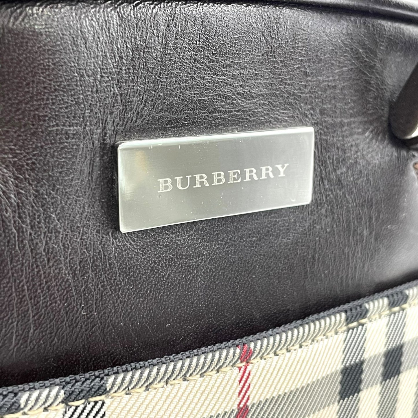 美品 BURBERRY バーバリー ノバチェック柄 ハンドバッグ ミニボストンバッグ ベージュ キャンバス×ブラウンレザー メンズ レディース ボーイズ ガールズ 旅行 ビジネス K10